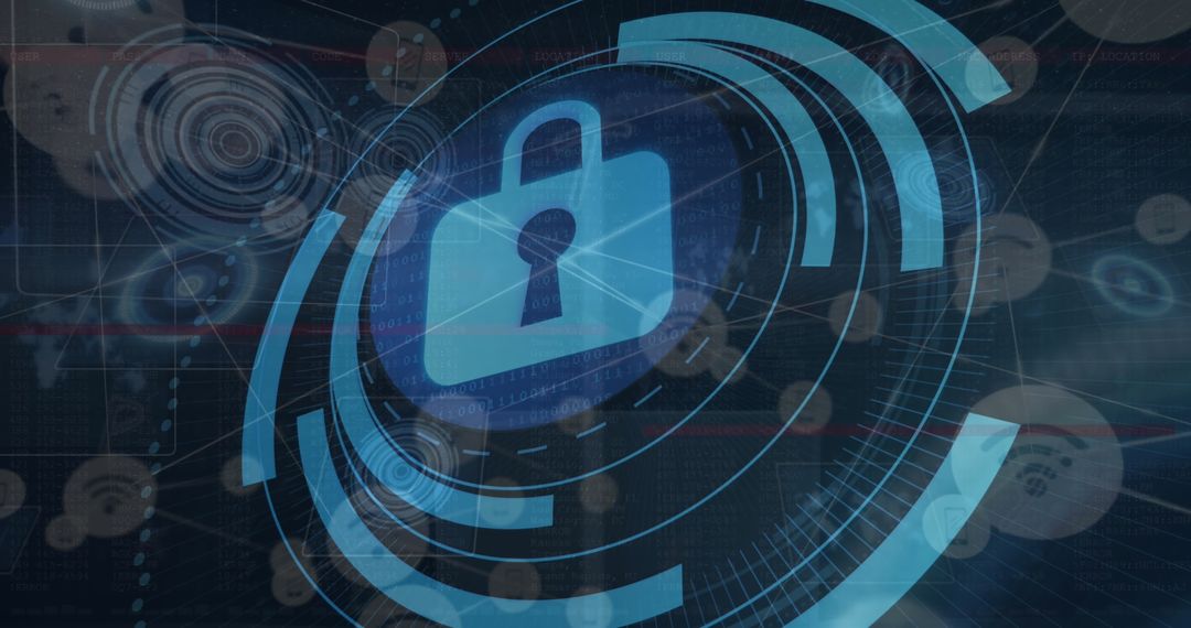 Digital Security Concept with Padlock and Connections