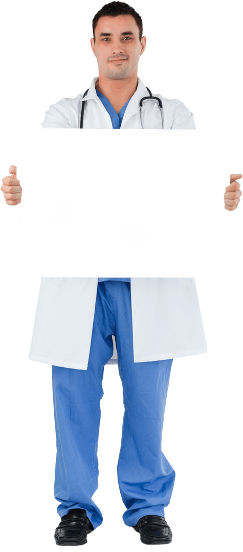 Transparent Doctor Holding Blank Card for Customized Message