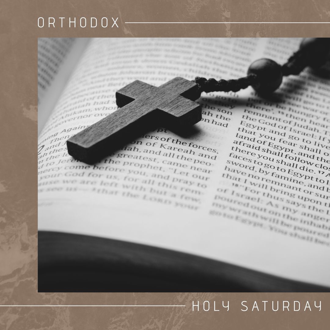 Orthodox Holy Saturday Bible Study with Rosary and Wooden Cross - Download Free Stock Templates Pikwizard.com