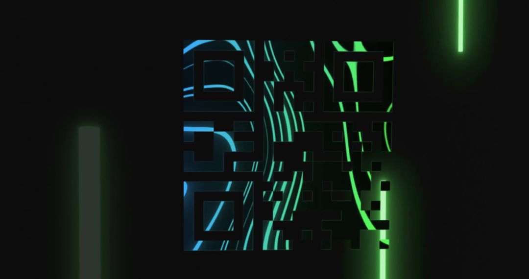 Futuristic Neon Digital Code Interface with Green Light Bars