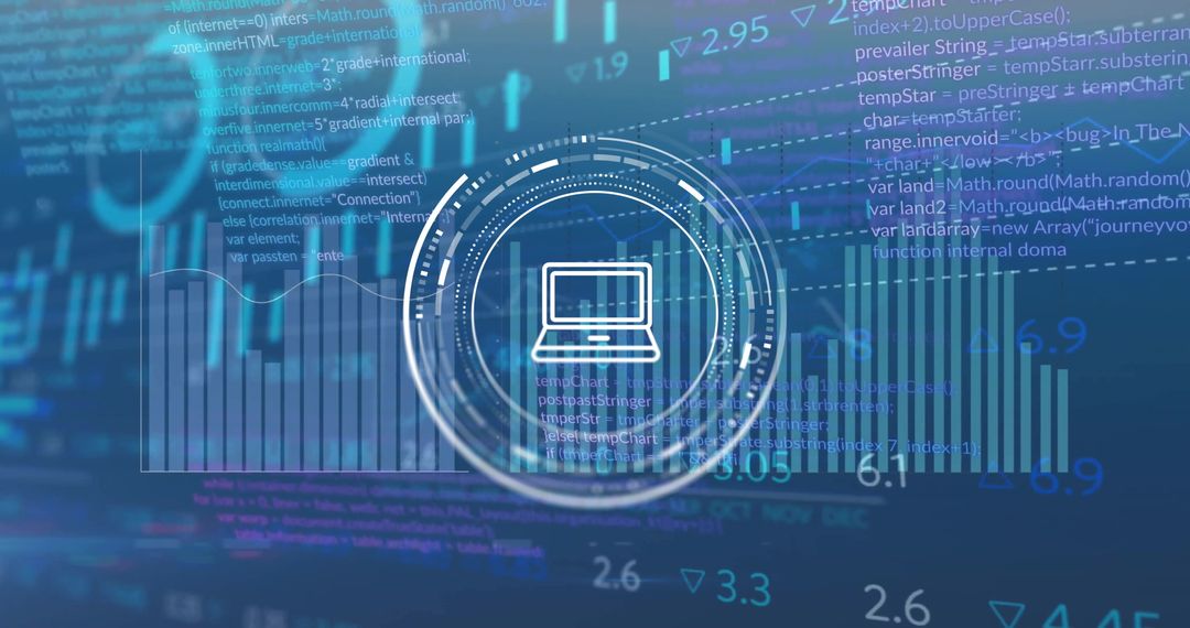 Digital Financial Data Analysis Interface with Laptop Symbol