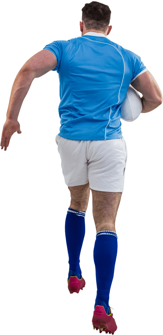 Rugby Player Running with the Ball Transparent Background