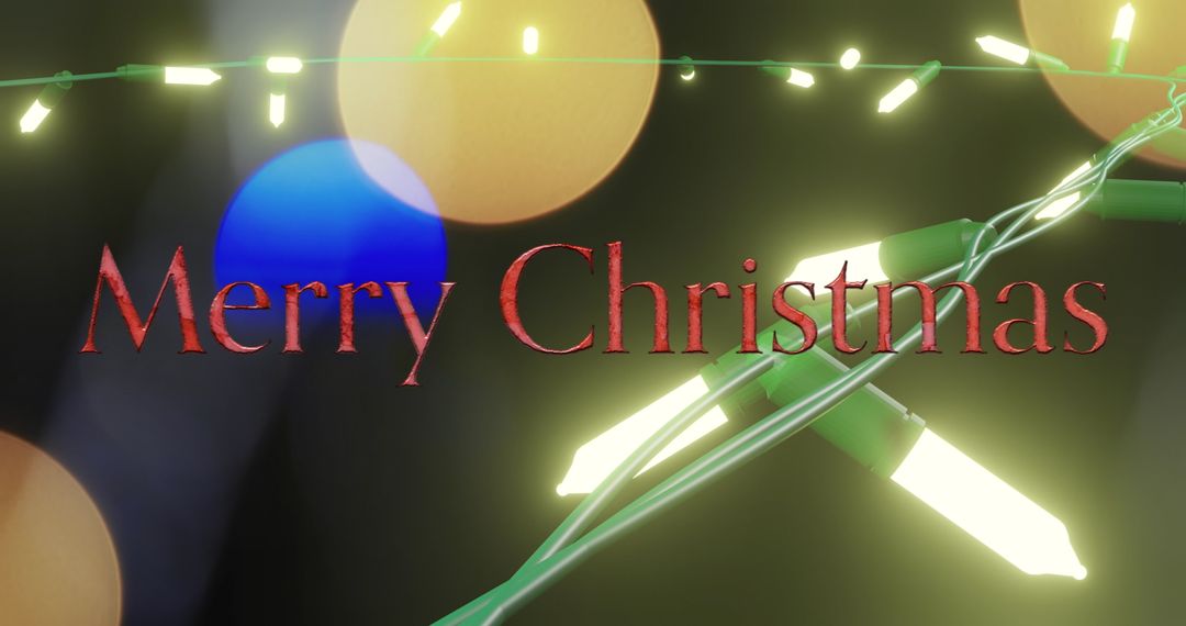 Merry Christmas Text with Glowing Fairy Lights Design