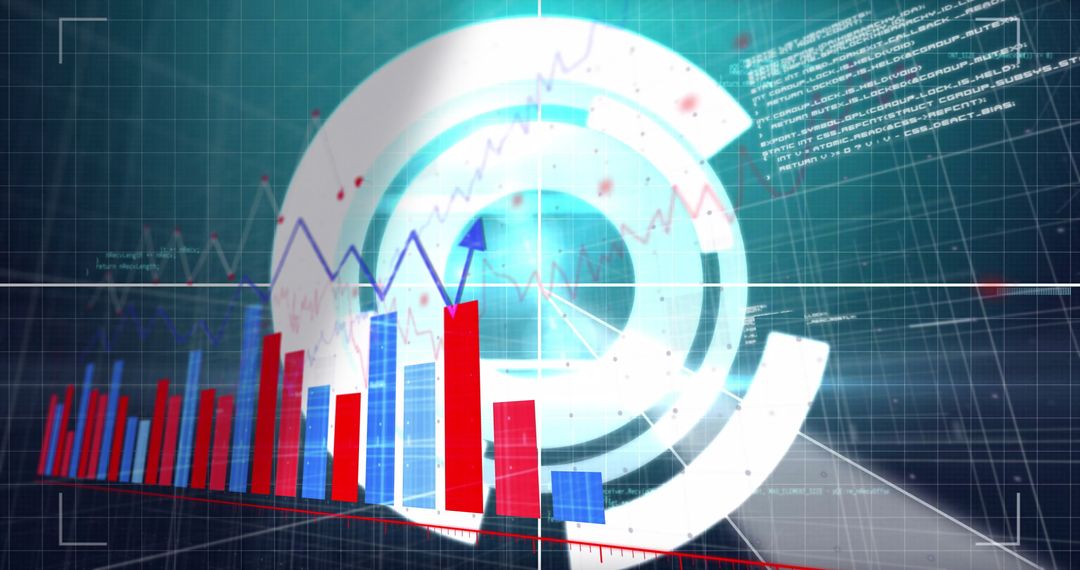 Futuristic Data Visualization with Bar Charts and Grid Interface