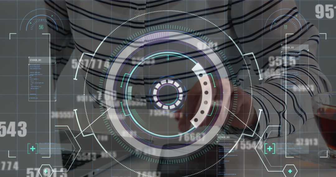 Futuristic Interface with Data Processing and Smartphone Interaction