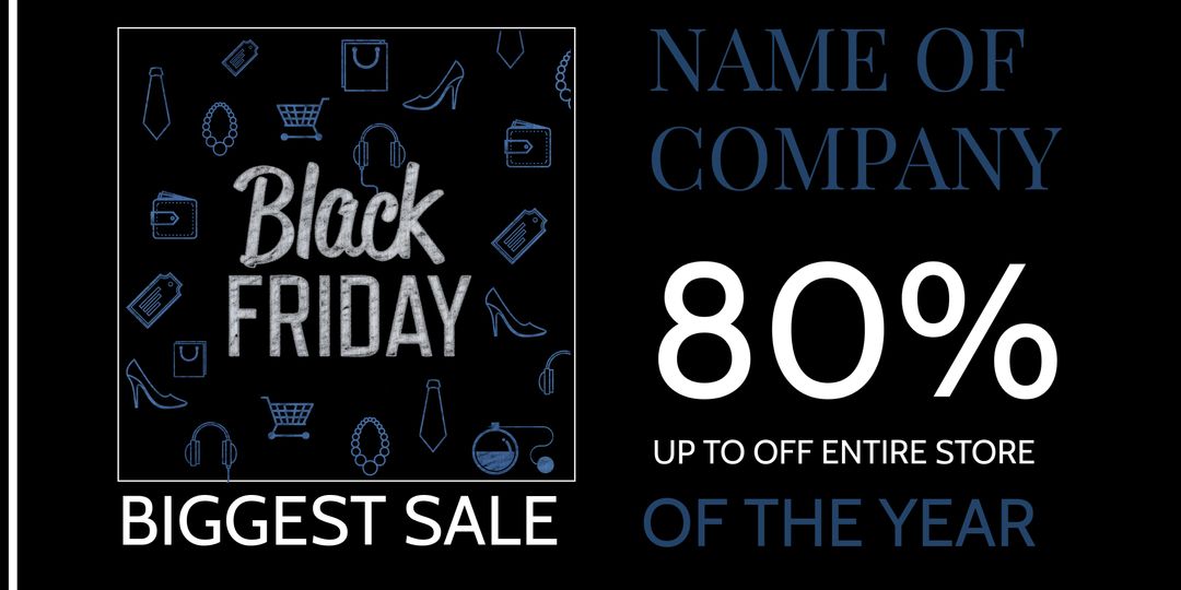 Black Friday Promotion Banner with 80 percent Discount for Retail and Online Stores - Download Free Stock Templates Pikwizard.com