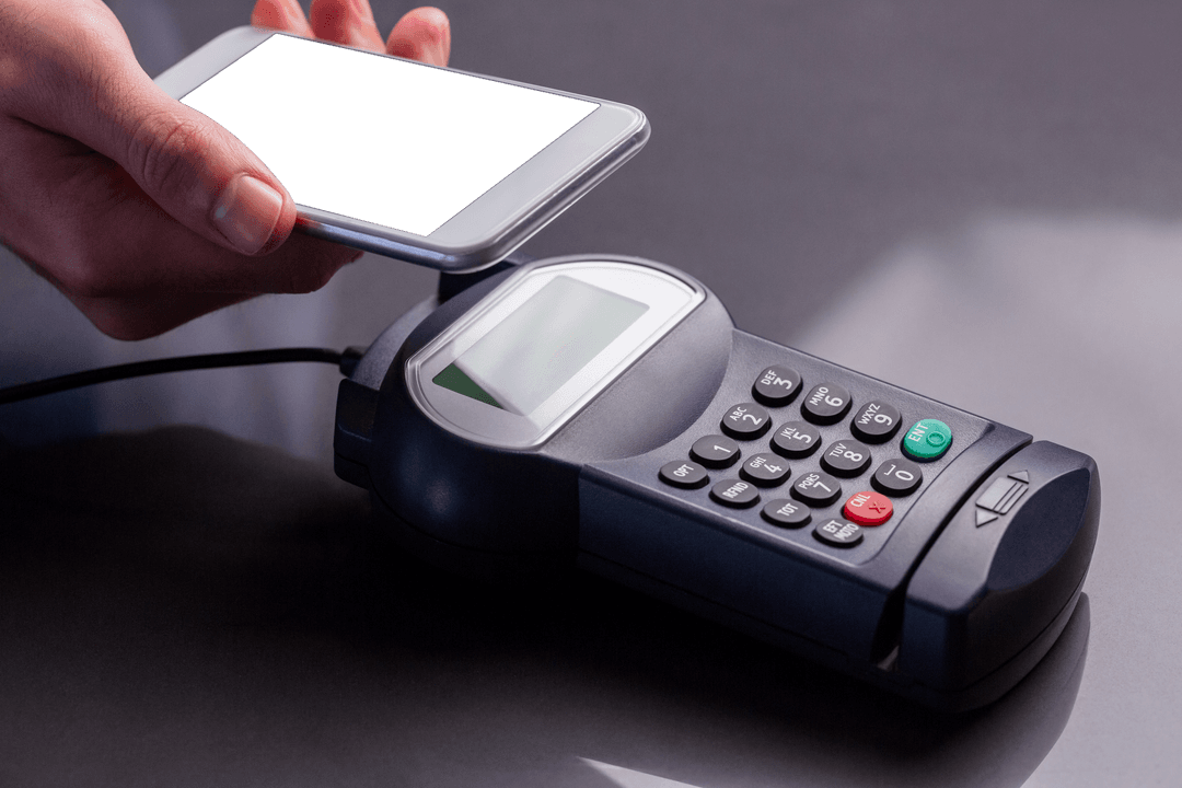 Hand Paying with Smartphone Transparent Background E-Payment