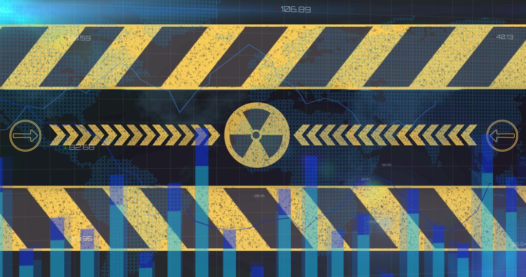 Caution tape over digital networking interface symbolizing cybersecurity