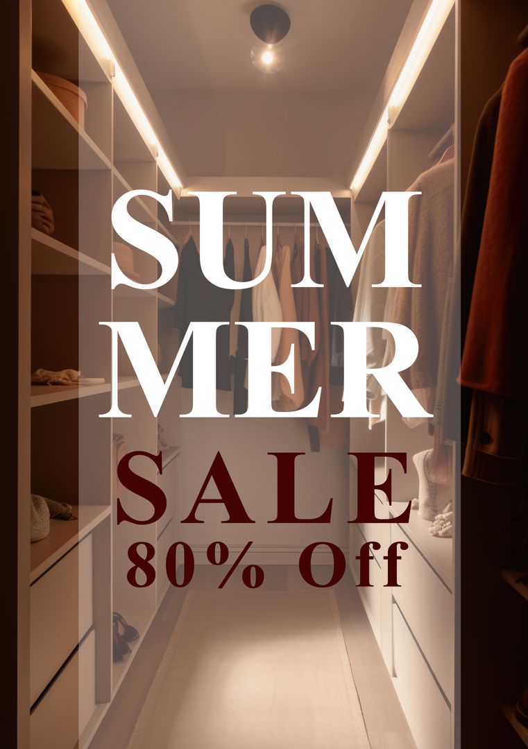 Luxury Walk-in Closet Summer Sale 80 percent Off Display - Download Free Stock Templates Pikwizard.com