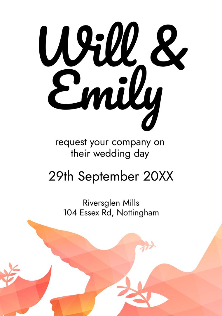 Elegant Bird-themed Wedding Invitation with Modern Design - Download Free Stock Templates Pikwizard.com