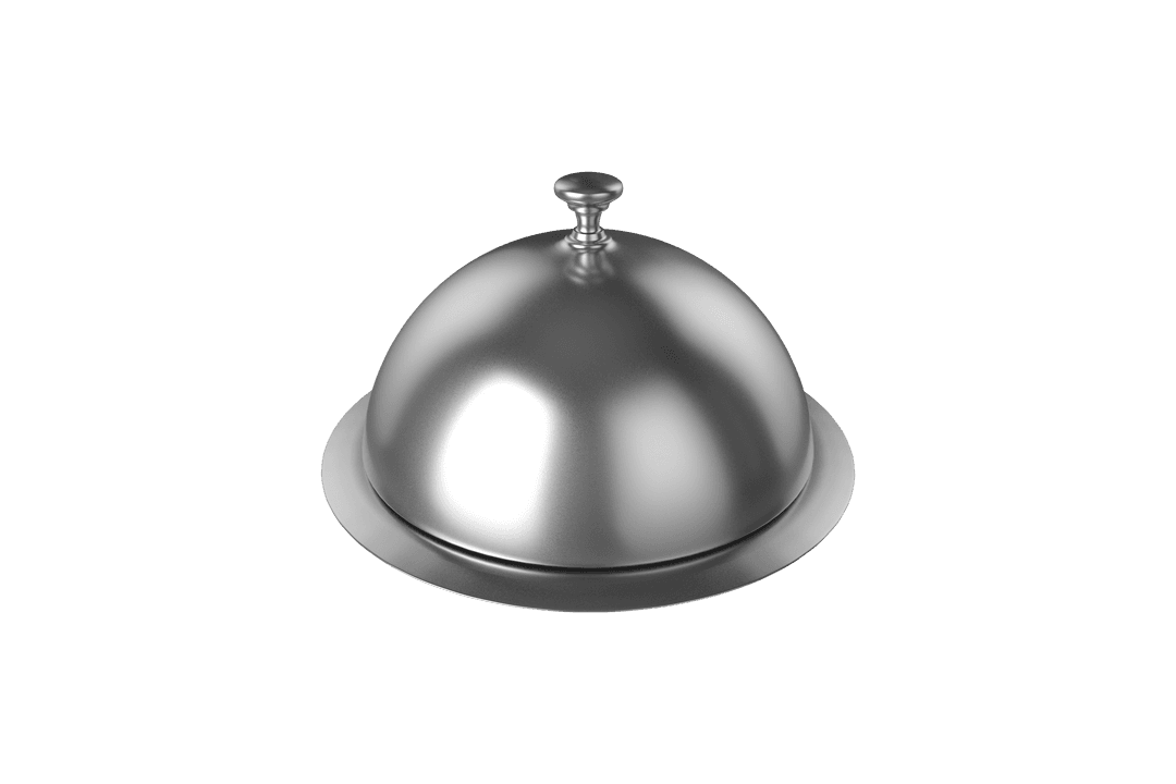 Silver Food Serving Dome with Handle on Transparent Background