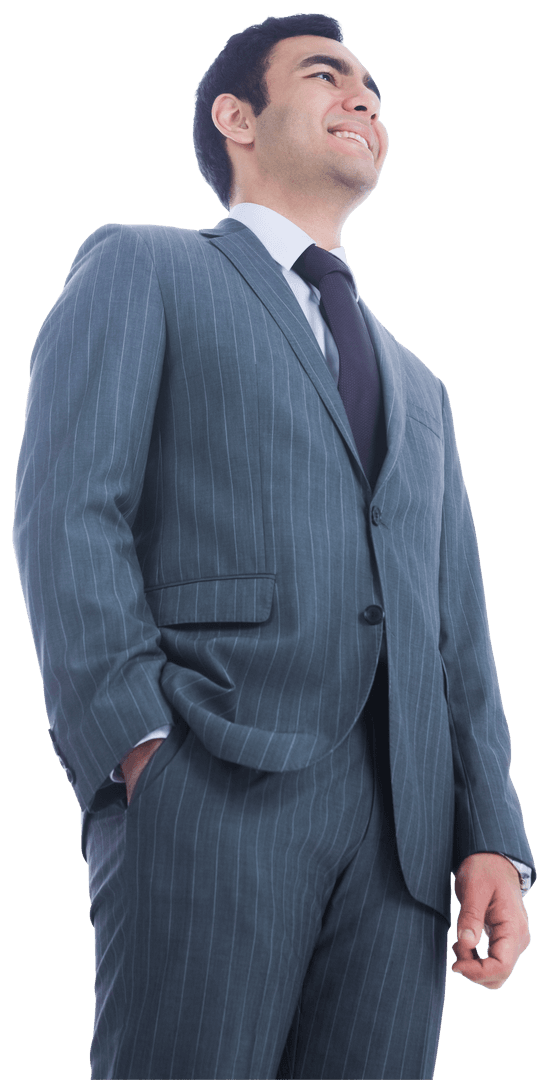 Happy Businessman Smiling Confidently on Transparent Background