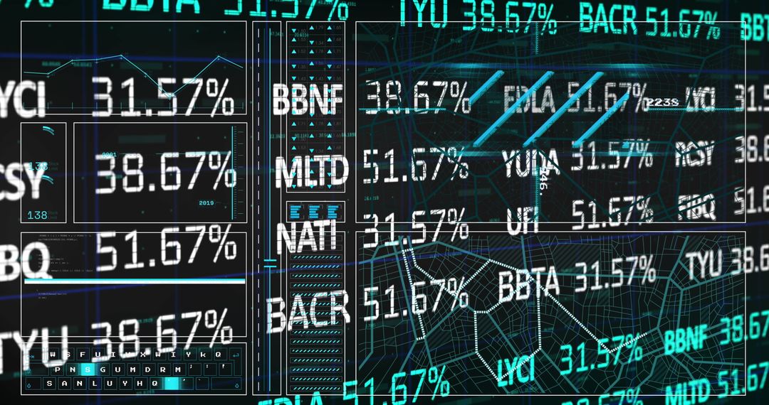 Futuristic Digital Stock Market Display with Dynamic Data Visualization