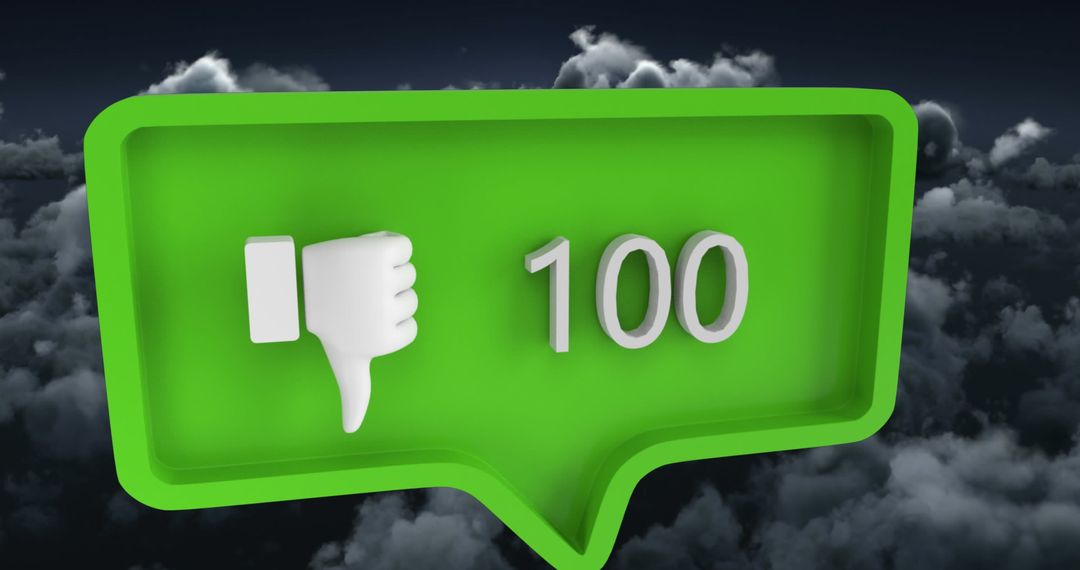 Digital Dislike Icon with 100 in Green Speech Bubble