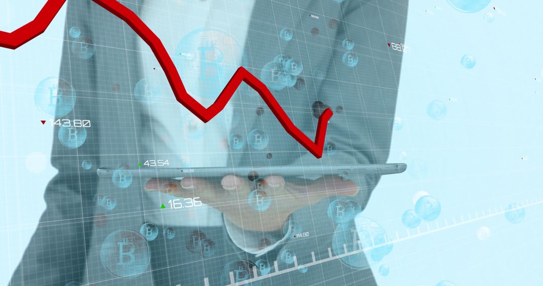 Businessman Analyzing Cryptocurrency Statistics with Digital Tablet