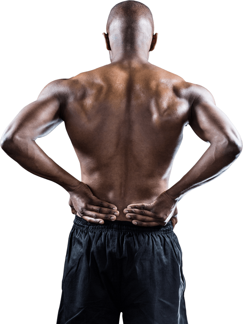 Muscular Athlete Stretching with Transparent Background