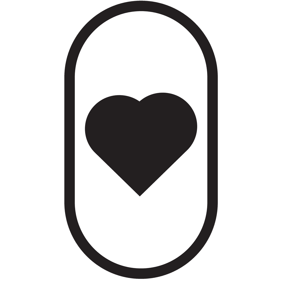 White Oval with Black Heart on Transparent Background