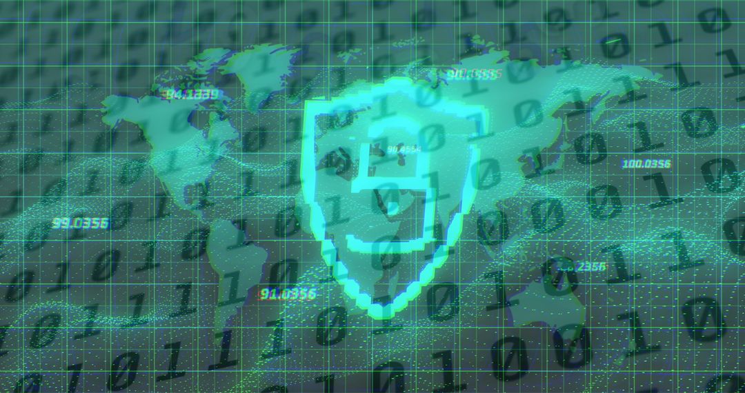 Digital Data Security Concept with World Map and Binary Code