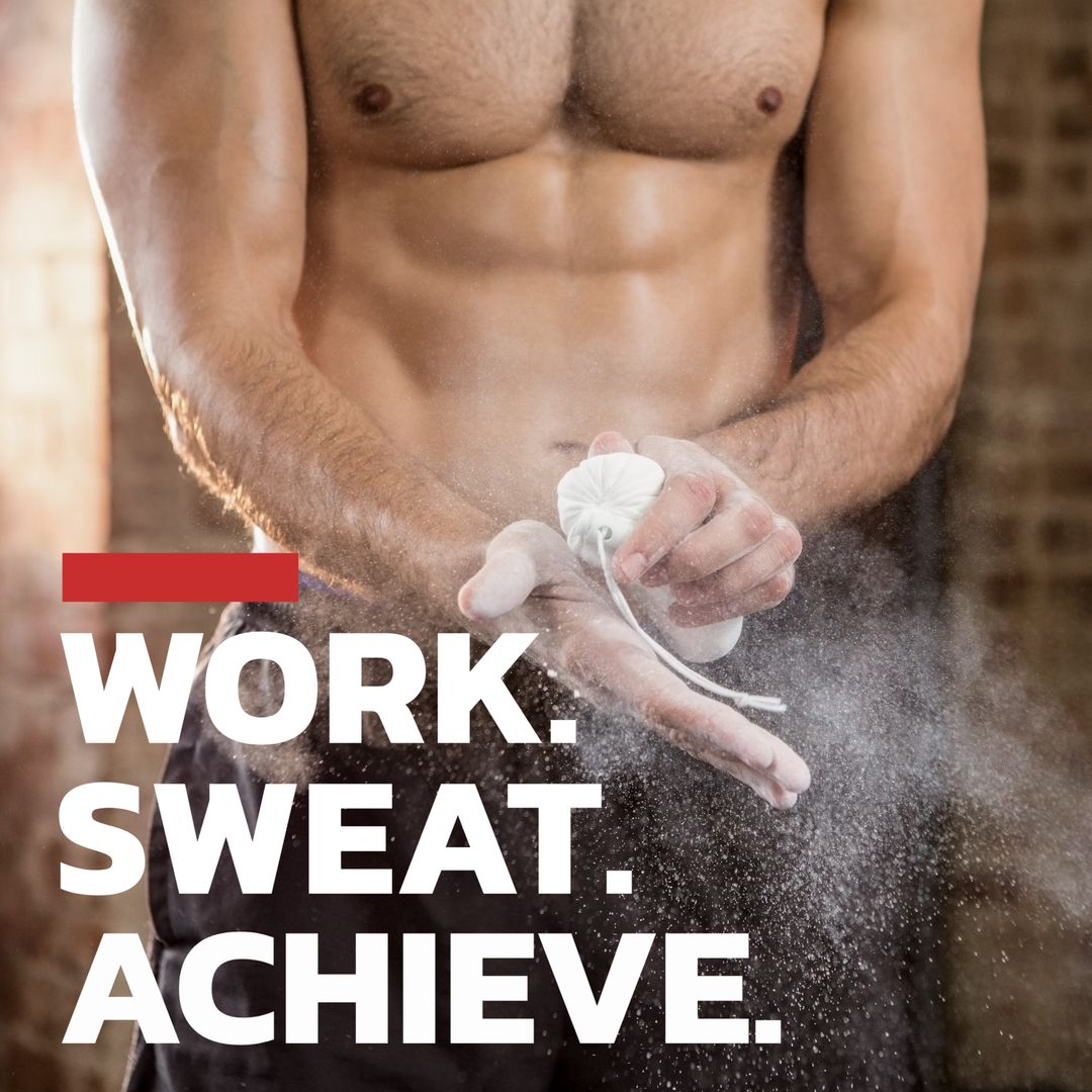 Fitness Motivation with Toned Torso and Chalked Hands - Download Free Stock Templates Pikwizard.com