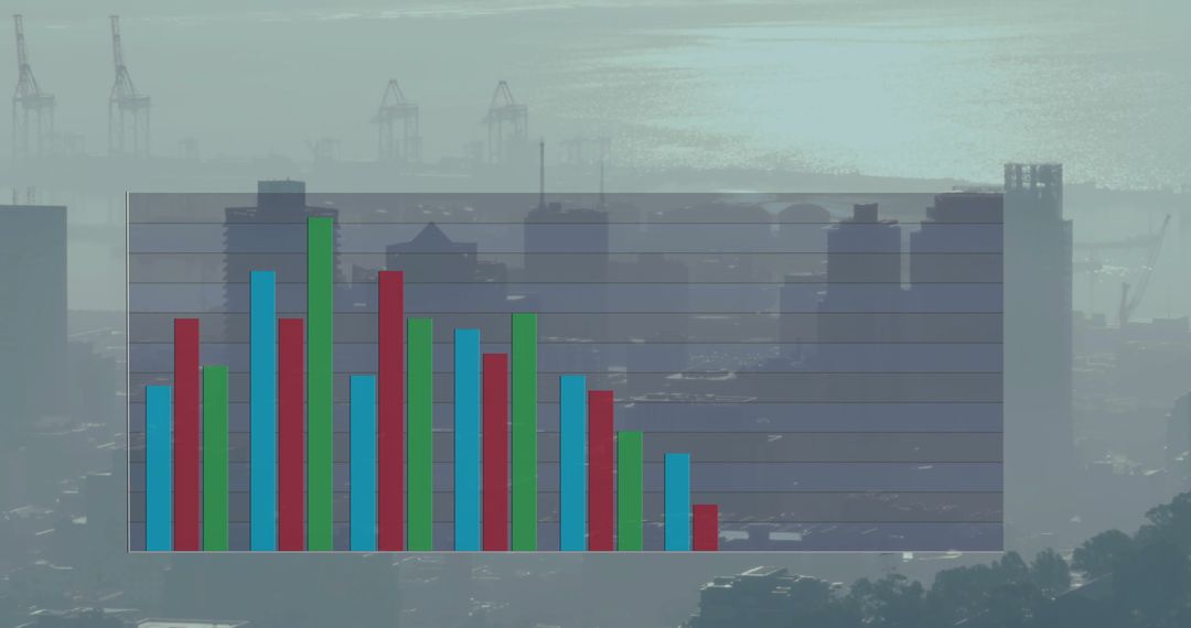 Translucent Bar Chart Overlay on Foggy Skyline