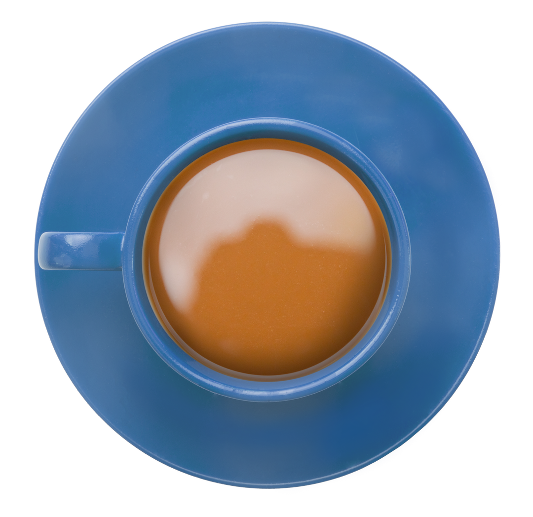 Top View of Blue Coffee Cup and Platter on Transparent Background - Download Free Stock Images Pikwizard.com