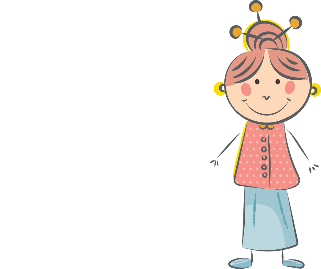 Cheerful Cartoon Character on Transparent Background