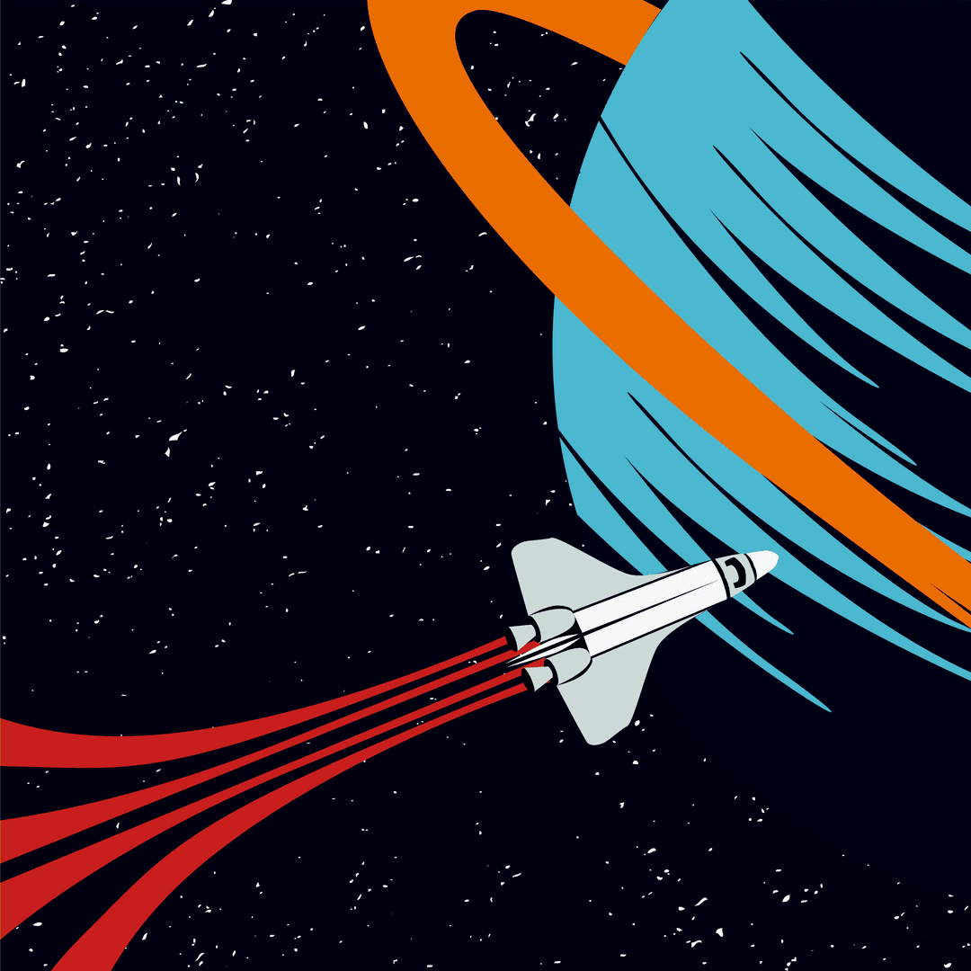 Transparent Space Shuttle with Planet Background Illustration