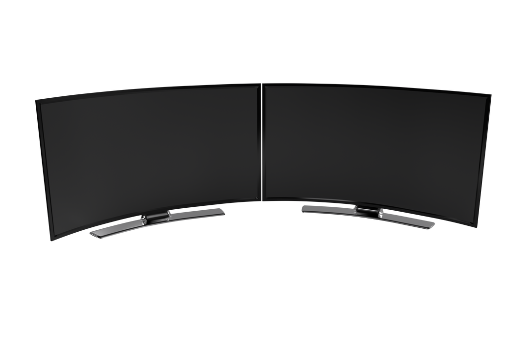 Two Curved Black Screens Isolated on Transparent Background - Download Free Stock Images Pikwizard.com