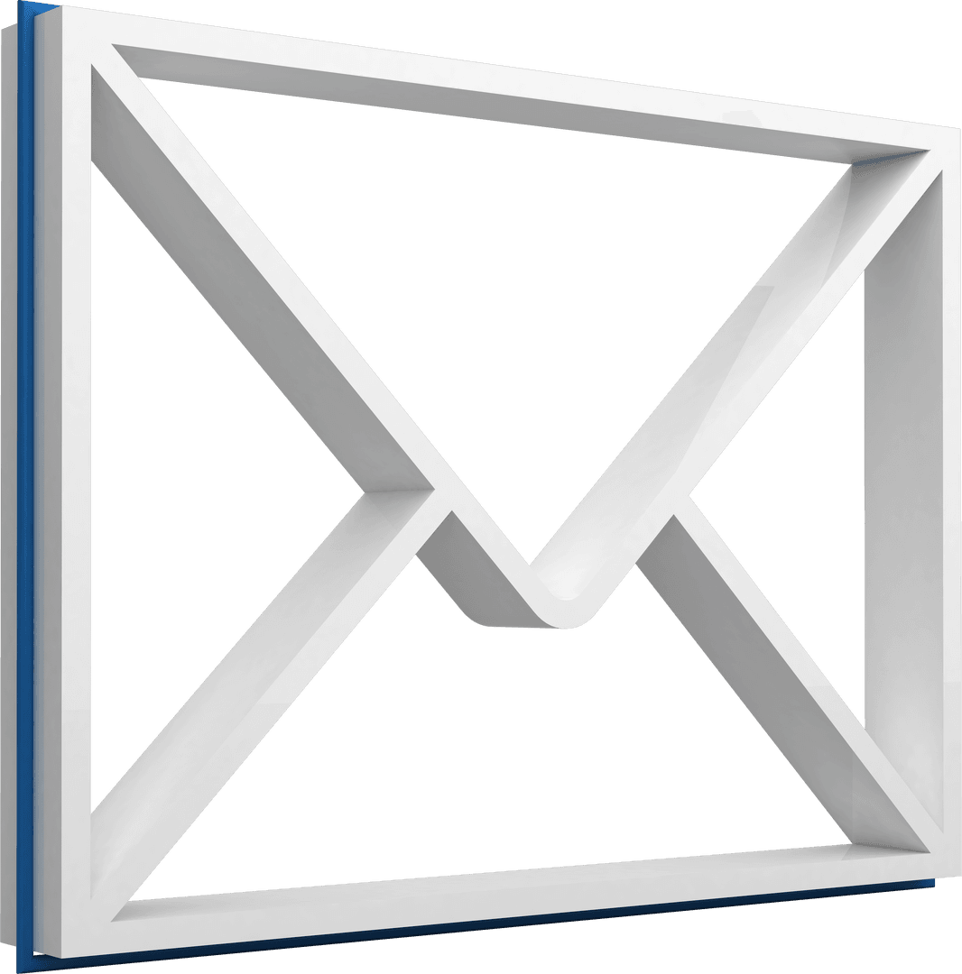 Transparent 3D Email Envelope Icon on White Background
