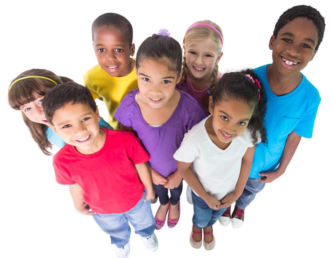 Happy Diverse Children Viewed from Above on Transparent Background - Download Free Stock Images Pikwizard.com