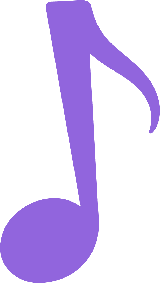 Stylized Purple Musical Note on Transparent Background