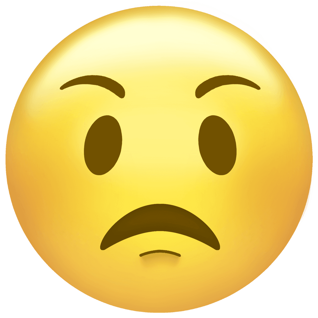 Puzzled expression emoji with transparent background