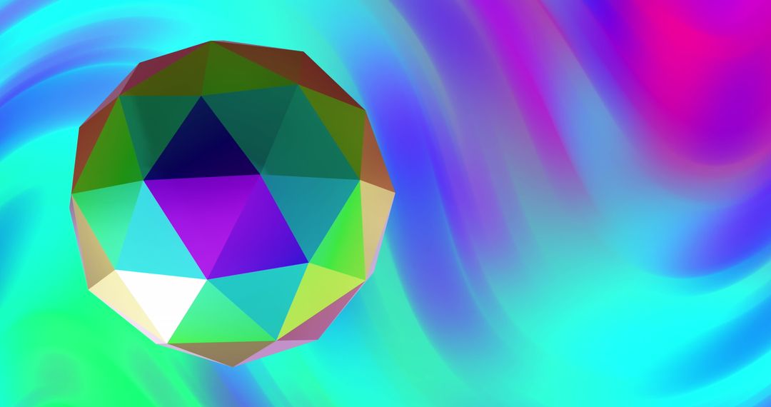 Vibrant Geometric Sphere Against Ethereal Neon Backdrop