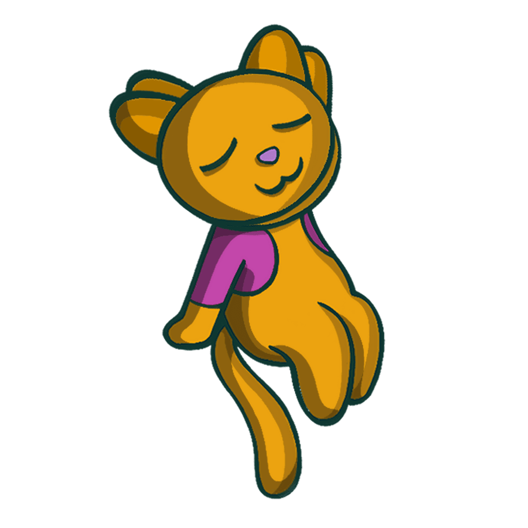 Tranquil Floating Orange Cat in Magenta Shirt on Transparent Background