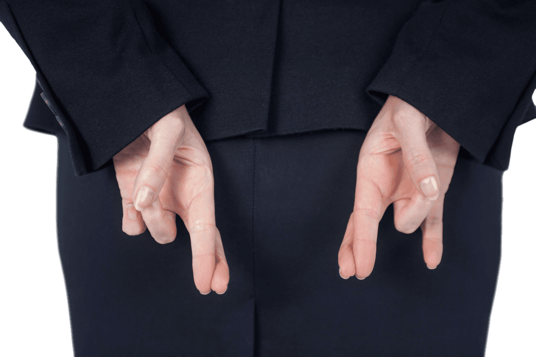 Transparent Motivation Concept with Fingers Crossed Behind Back