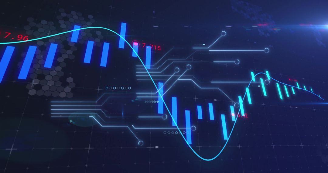 Futuristic Financial Analysis Concept with Neon and Digital Graphs