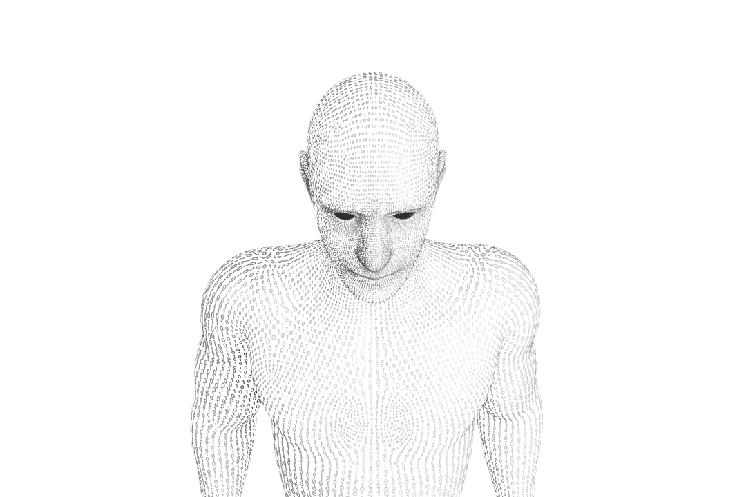 3D Model of Man Looking Down on Transparent Background - Download Free Stock Images Pikwizard.com