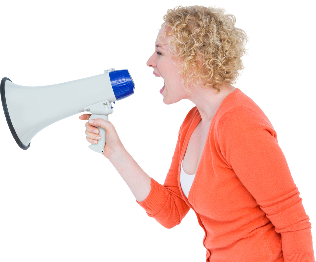 Transparent Woman Using Megaphone for Communication - Download Free Stock Images Pikwizard.com