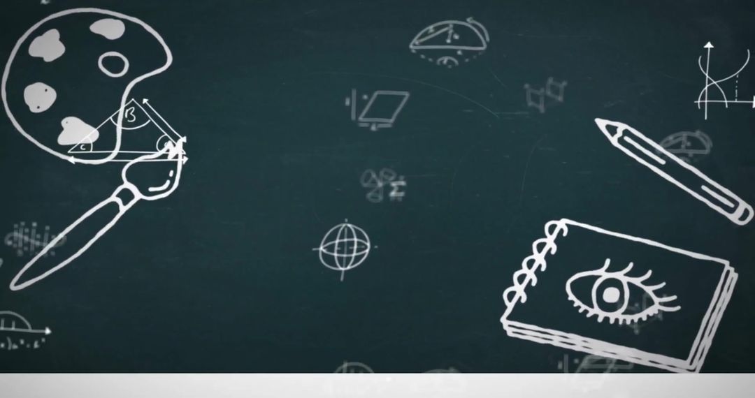 Artistic Education Chalkboard with Mathematics Sketches