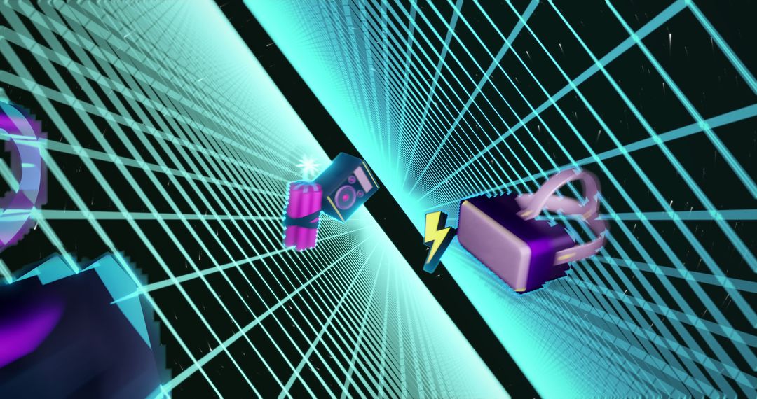 Futuristic Virtual Gaming Equipment with Digital Grid