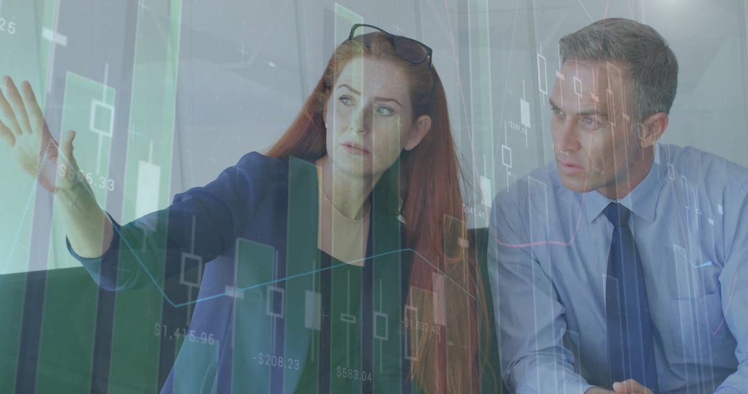 Business Professionals Analyzing Complex Financial Data Visualization