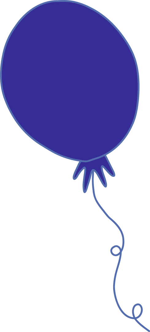 Stylized Blue Balloon with String on Transparent Background