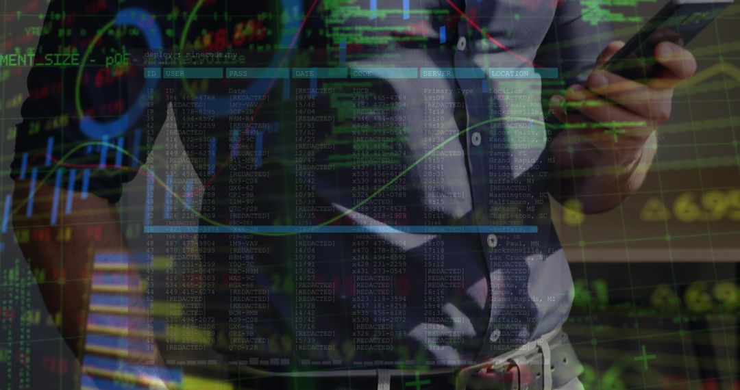 Financial Data Interface with Professional Analyzing Smartphone