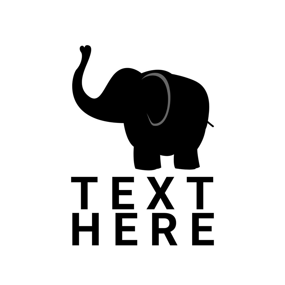 Elephant Silhouette with Customizable Text