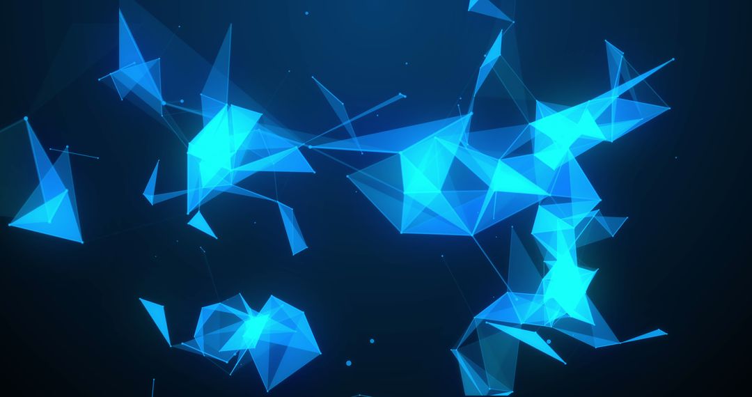 Abstract Blue Geometric Shapes Floating on Black Background
