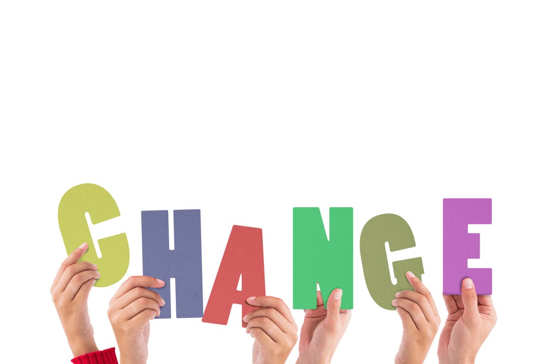 Hands Holding Change Text on Transparent Background Illustration