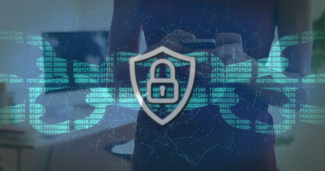 Cybersecurity Concept with Digital Lock Overlay and Technology Background