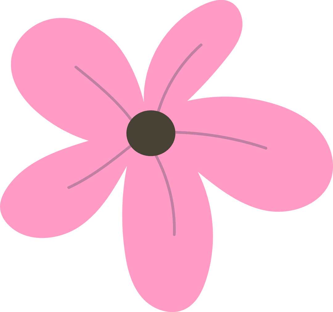 Stylized Pink Flower Illustration on Transparent Background