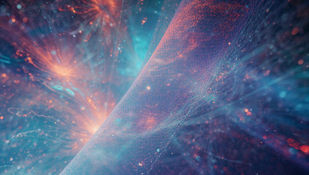 Futuristic Particle Wave with Glowing Orbs and Light Filaments