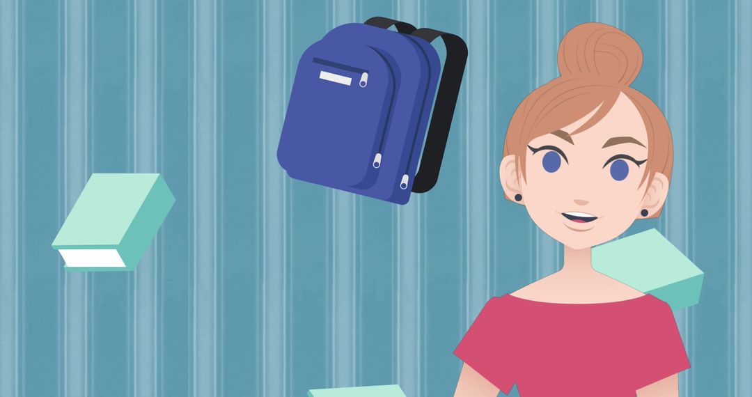 Woman Engaged with Books and Backpacks Discussing Mentoring